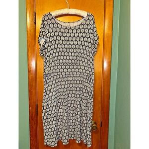Croft & Barrow Floral Dress Knee Length Stretch Womens 2XL Navy White